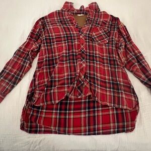 Easel Red Plaid Women’s Button Down Shirt